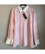 Vintage Lauren Ralph Lauren Long Sleeve Blouse Womens 80s Pink White Str... - $2,763.20 MXN