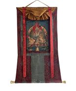 GURU PADMASAMBHAVA OLD OIL VARNISHED TIBETAN THANGKA PAINTING WITH SILK ... - $3,664.41 MXN
