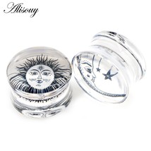 Feather transparent acrylic ear plugs expanders tunnels strechers earring piercing body thumb200