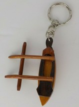 KEYCHAIN WOOD SINGLE OUTRIGGER CANOE NATIVE HAWAII PURSE CHARM POLYNESIA... - $9.99