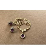 Purple crystal earring and necklace set - Mothers Day gift - Vintage Jew... - £14.24 GBP