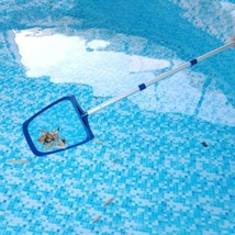 Deluxe Pool Leaf Skimmer w/42&quot; Pole &amp; Curved Skimmer Frame (New) - £11.98 GBP