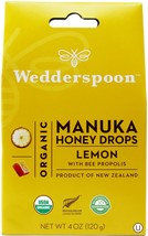 Wedderspoon Organic Manuka Honey Drops, Lemon &amp; Bee Propolis, 20 Count (Pack of  - £16.77 GBP