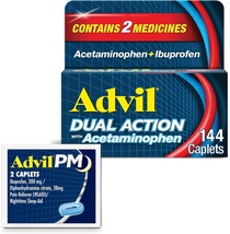 Advil Dual Action With Acetaminophen And Ibuprofen (2 Dose Equivalent) For 8 Hou - £39.15 GBP