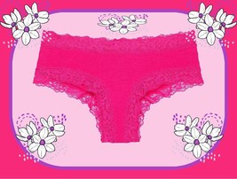 XS Hot Bright Pink Victoria&#39;s Secret Stretch Cotton Lace-Waist &amp;Leg Cheeky Panty - £8.70 GBP