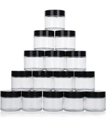 GLASS JARS with Lids Round Small Clear Container Jar 2 Oz 15 Pack By HOA... - £23.62 GBP