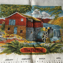 1979 cloth linen tea towel wall hanging calendar the old mill scene - £15.53 GBP