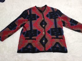 VTG JEAN GIRARD Heavy CARDIGAN SWEATER MADE IN FRANCE EU 48 Geometric Az... - £16.02 GBP