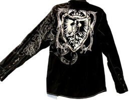 Kanji 2XL Embroidered Snap Up Long Sleeve With Rhinestones Patch Great D... - £46.91 GBP