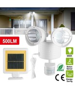 Solar LED Street Light Motion Sensor Dual Head Wall Flood Yard Outdoor Lamp - £36.16 GBP