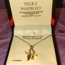 Nwt religious inspirational necklace with 14 karat gold flash~Swarovski ... - $33.66