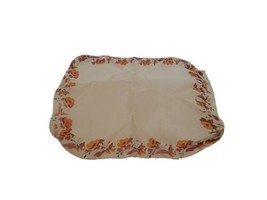 Vintage Hankie Pink Flowers Butterflies  Ivory Pink Orange Edge Handkerchief - £5.49 GBP