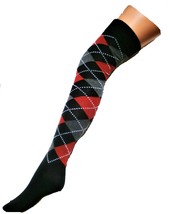 ARGYLE Over Knee High Long Overknee Socks SCOTS Tartan Cotton Argyll OTK... - £6.94 GBP