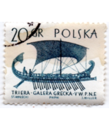 Collectible Used Poland Postage Stamp - Greek Trireme - $3.99