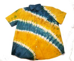African Tie-Dye Print Quality Short Sleeve Button Down Shirt. Size Sm &amp; XLarge - £26.07 GBP