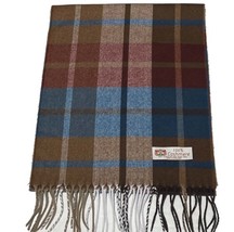 100%Cashmere Scarf Made In England Plaid/Check Brown Blue/Wine #1008 For... - £15.75 GBP