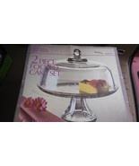 vintage anchor hocking canfield 2 piece footed cake set cake dome with b... - $1,091.18 MXN