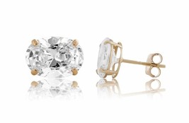 Oval Shape 14K Yellow/White Gold Stud Earrings Created Diamond  0.50CT-1.50CT - £35.60 GBP