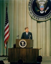 President John F. Kennedy speaks at Press Conference 1961 New 8x10 Photo - $8.81