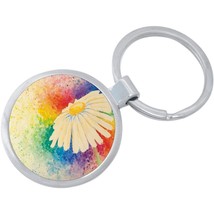 Watercolor Daisy Keychain - Includes 1.25 Inch Loop for Keys or Backpack - £8.46 GBP