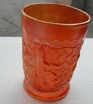 Maple Leaf Tumbler--Rich Marigold--d.be...Vintage Carnival Glass  - £27.50 GBP
