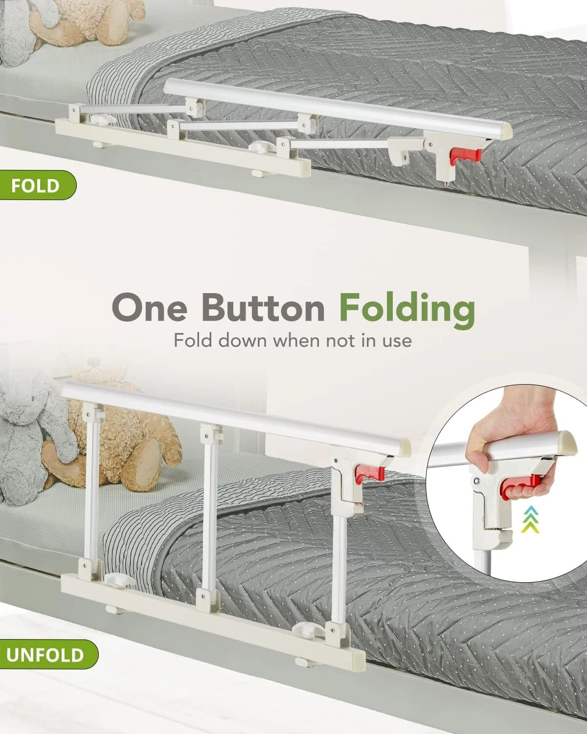 OasisSpace Folding Bed Safety Guard Rail Bar Handle for Elderly 28.5" x 16" Item image 3