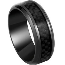 (NEW)coi Jewelry Black Titanium Ring With Carbon Fiber-JT2729(Size US7.5) - £23.97 GBP