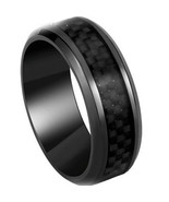 (NEW)coi Jewelry Black Titanium Ring With Carbon Fiber-JT2729(Size US7.5) - £23.88 GBP