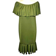 LuLaRoe Cici Women&#39;s Medium Dress Olive Green Ruffles Shimmery NWT retired - £27.63 GBP
