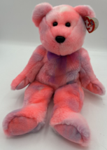 2002 Ty Beanie Buddy &quot;Clubby 5th Anniversary&quot; Retired Neon Pink Bear BB28 - £10.38 GBP