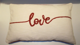 Pottery Barn Sentimental Love Script Pillow Cover 16x26 embroidered NEW with tag - £80.36 GBP