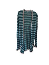 Forever 21 Long Sleeve Knit Greens and Tan Patterned Cardigan - £9.88 GBP