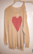 Cato Woman&#39;s Tan Long Sleeve Open-Shoulder Knit Top with Heart - Size: 14-16W - £15.30 GBP