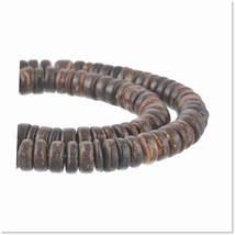 "DIY Jewelry Making: 4 Strands of Brown Coconut Shell Oblate Spacer Bead... - $19.79