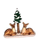 Set Of Deer Salt And Pepper Shakers With Christmas Tree Holder Stand Bab... - $13.87