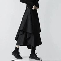 Faldas Cargo Punk Falda Midi Suelta Y2K Verano Femenino Negro Plisado Streetwear - £32.71 GBP