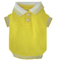 NEW Yellow Star Polo Dog Shirt Collar Jeweled STAR Buttons Clothing  S M L Pet  - £5.61 GBP