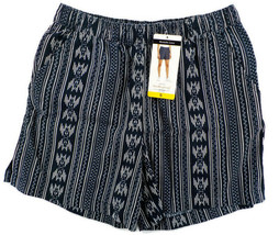 Weatherproof Womens Washable Linen Shorts SZ S Navy Blue Southwest Print... - £11.84 GBP