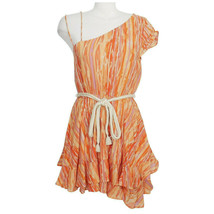 FREE PEOPLE Orange Heart Shaped Face Asymmetrical Belted Cotton Mini Dress M - £52.11 GBP