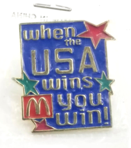 McDonalds When The USA Wins You Win! Patriotic Promo Lapel Pin Stars Blue Red... - £9.01 GBP