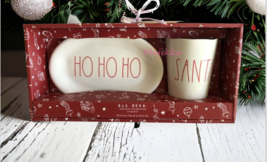 Rae Dunn Christmas Cookies and Milk Ho Ho Ho Santa Cup Plate Set Melamine - $36.14
