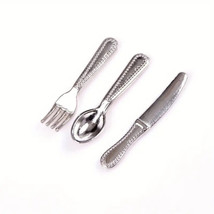 Dollhouse Miniature Silverware (2) 3 piece Place Settings(6 pcs total)1/12 Scale - £2.00 GBP