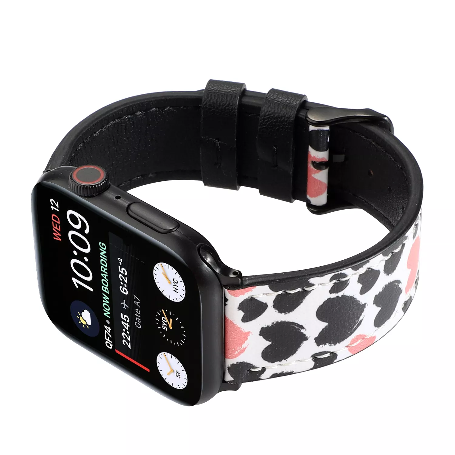 Cute Leather Heart Printed Watchband For Iwatch Series 1 2 3 4 5 6 SE - £17.31 GBP