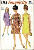 Vintage 1966 Simplicity Pattern #6783 Misses' One-Piece Dress - Size 12 - $12.00
