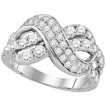 14kt White Gold Womens Round Pave-set Diamond Infinity Crossover Band 1-1/2 Cttw - £1,253.27 GBP