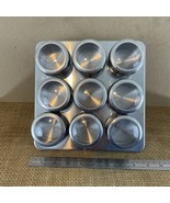 Stainless Magnetic 9 Spice Jar Kitchen Countertop Movable Rack - £30.29 GBP