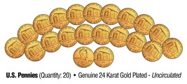 Lot Of 20 Lincoln Bicentennial 2009 Pennies Unc Coins 24K Gold Plated Birthplace - £9.69 GBP