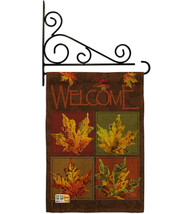 Fall Leaves Collage Burlap - Impressions Decorative Metal Fansy Wall Bracket Gar - £27.14 GBP