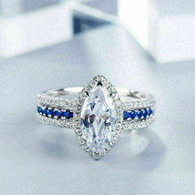 Interchangeable Ring Set 3.00Ct Marquise Diamond 14k White Gold Finish Size 9.5 - £130.51 GBP