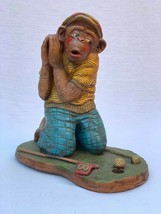 Golf Chimp Monkey Golfer Praying At 18TH Hole 1971 Progressive Arts Sculpture - £47.08 GBP